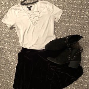 Black Velvet Skater Skirt